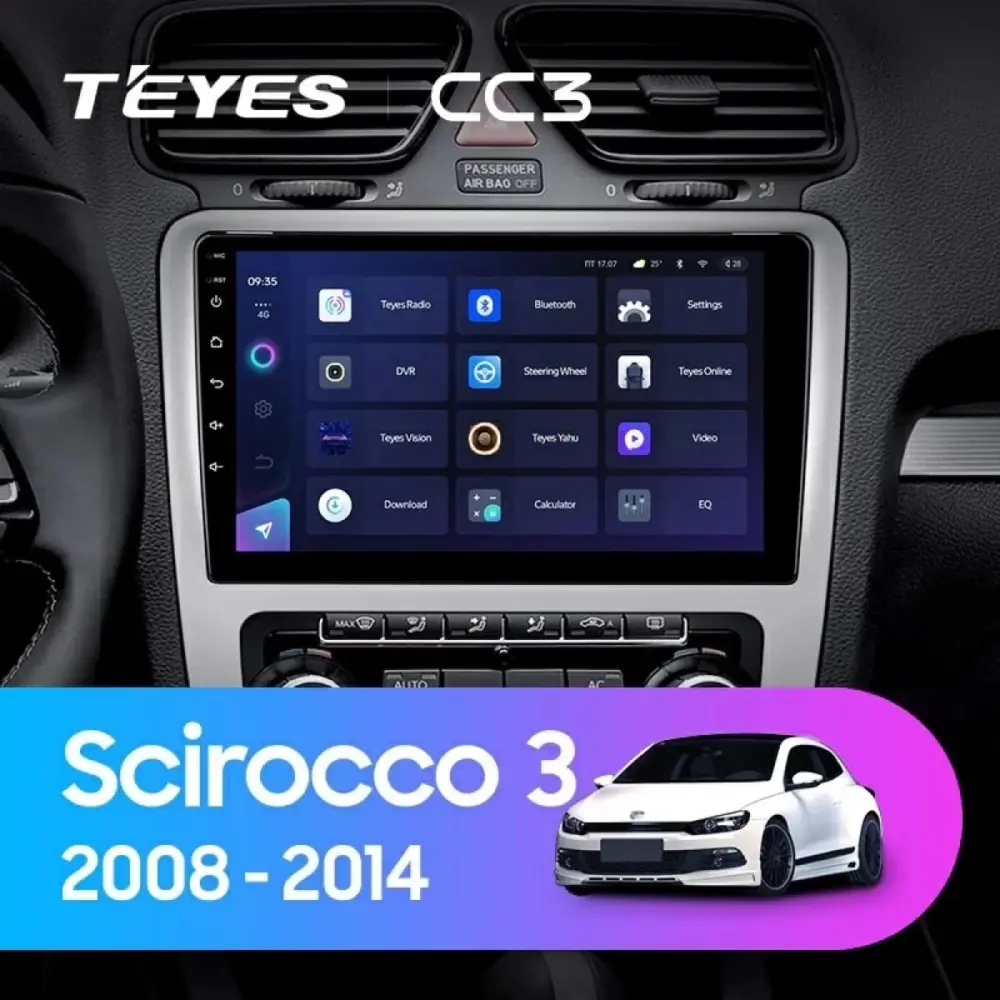 Navigatore Teyes CC3 2K 9,5 Qled Android 4G per Volkswagen Scirocco 2008-2017