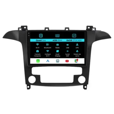 Navigatore Touch Screen 9 Pollici Quadcore 4gb Ram 64gb Ford S-max 2006-2015