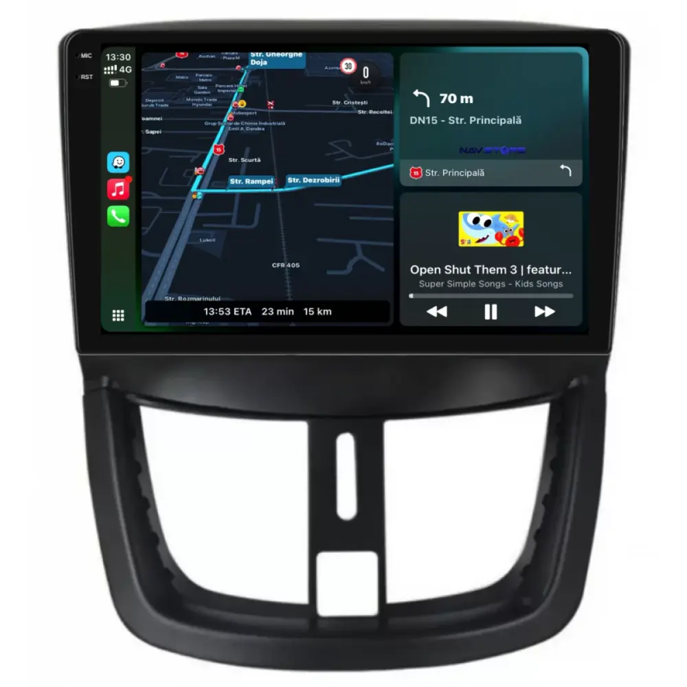 Navigatore Touch Screen 9 Pollici Quadcore 4gb Ram 64gb Storage per Peugeot 207