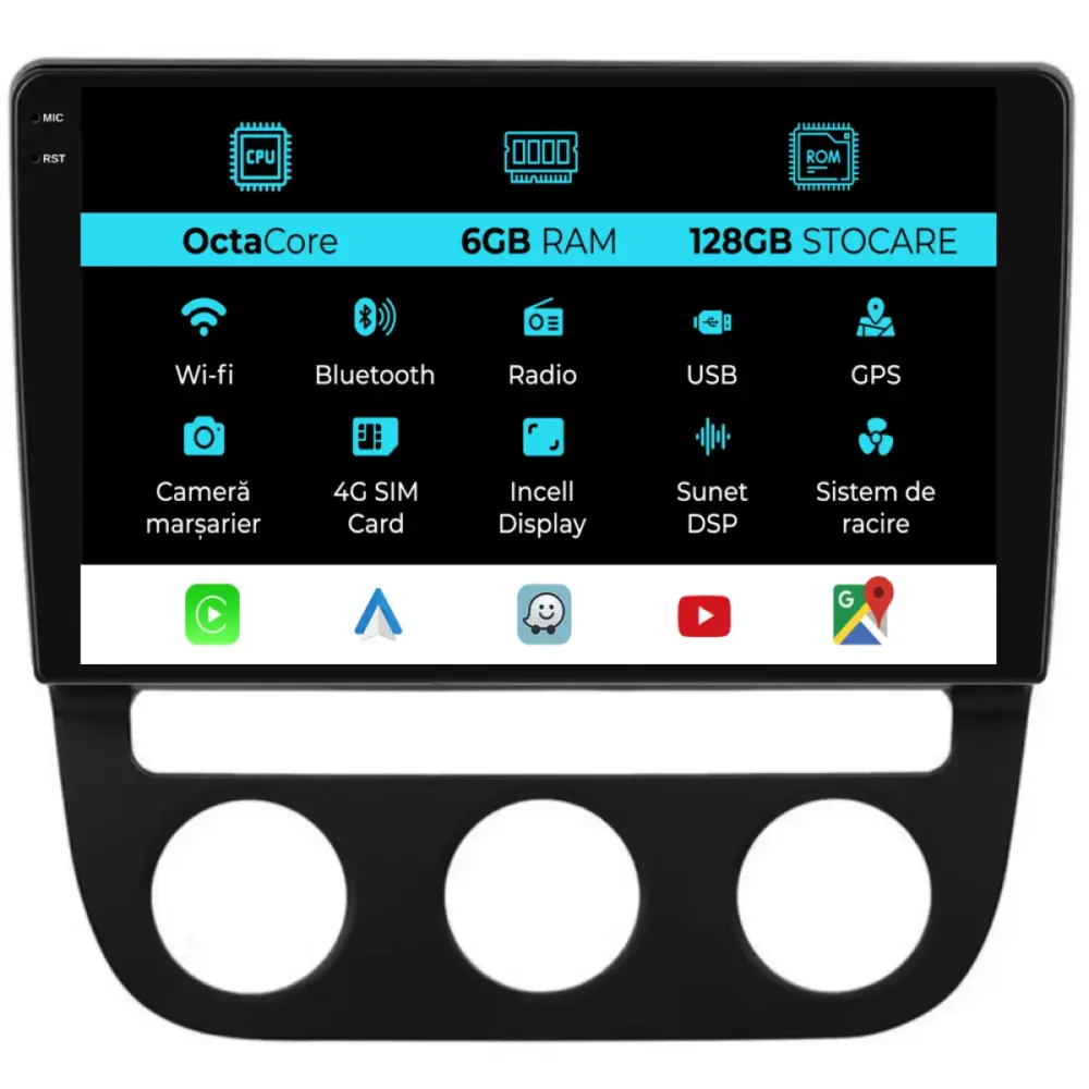 Navigazione 10 Pollici 6gb Ram 128gb Storage Carplay Clima Automatico