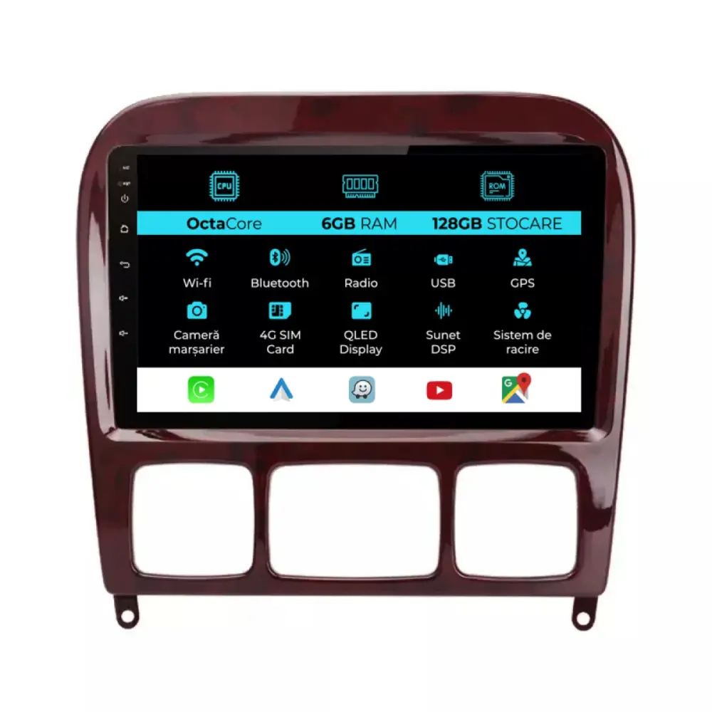 Navigazione 9 Pollici 6gb Ram 128gb Storage Carplay per Mercedes Classe S W220