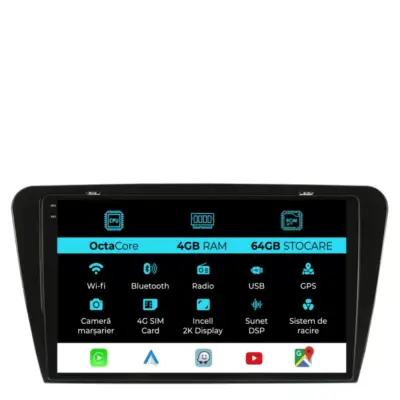 Navigazione Dedicata 2K 4gb Ram 64gb Android Auto Carplay per Skoda Octavia 3