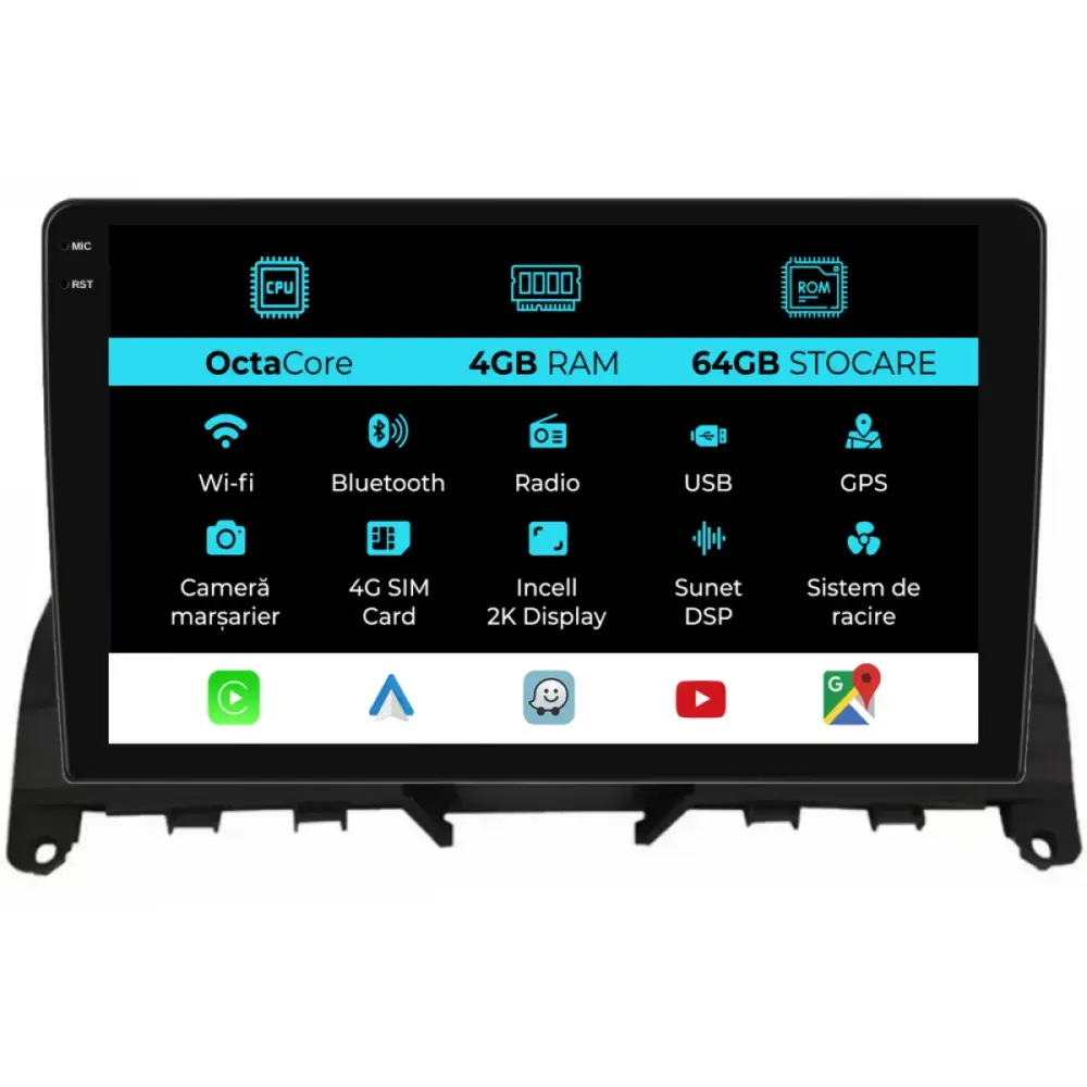 Navigazione Dedicata 2K 4gb Ram 64gb Storage Carplay per Mercedes Classe C W204