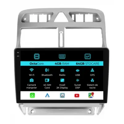 Navigazione Dedicata Android Auto Carplay per Peugeot 307 2000-2013
