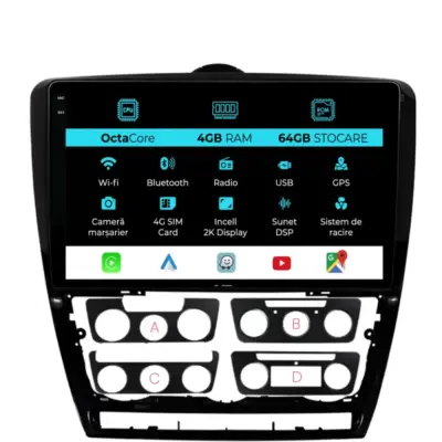 Navigazione Dedicata Android Auto Carplay per Skoda Octavia 2 2004-2013 2K