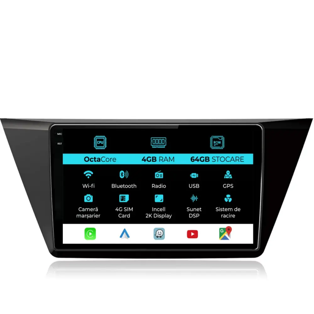 Navigazione Dedicata Android Auto Carplay per Volkswagen Touran 2015-2020 2K
