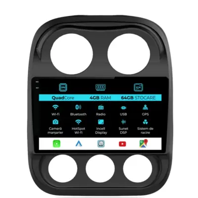 Navigazione Touch Screen 10 Pollici Quadcore 4gb Ram 64gb Jeep Compass 2010-2016