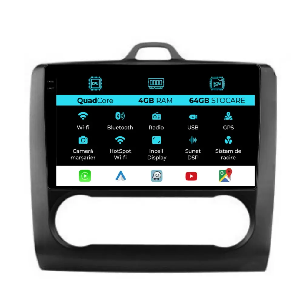 Navigazione Touch Screen 9 Pollici Quadcore 4gb Ram 64gb Ford Focus 2004-2012