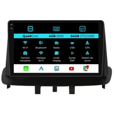Navigazione Touch Screen 9 Pollici Quadcore 4gb Ram per Renault Megane 3