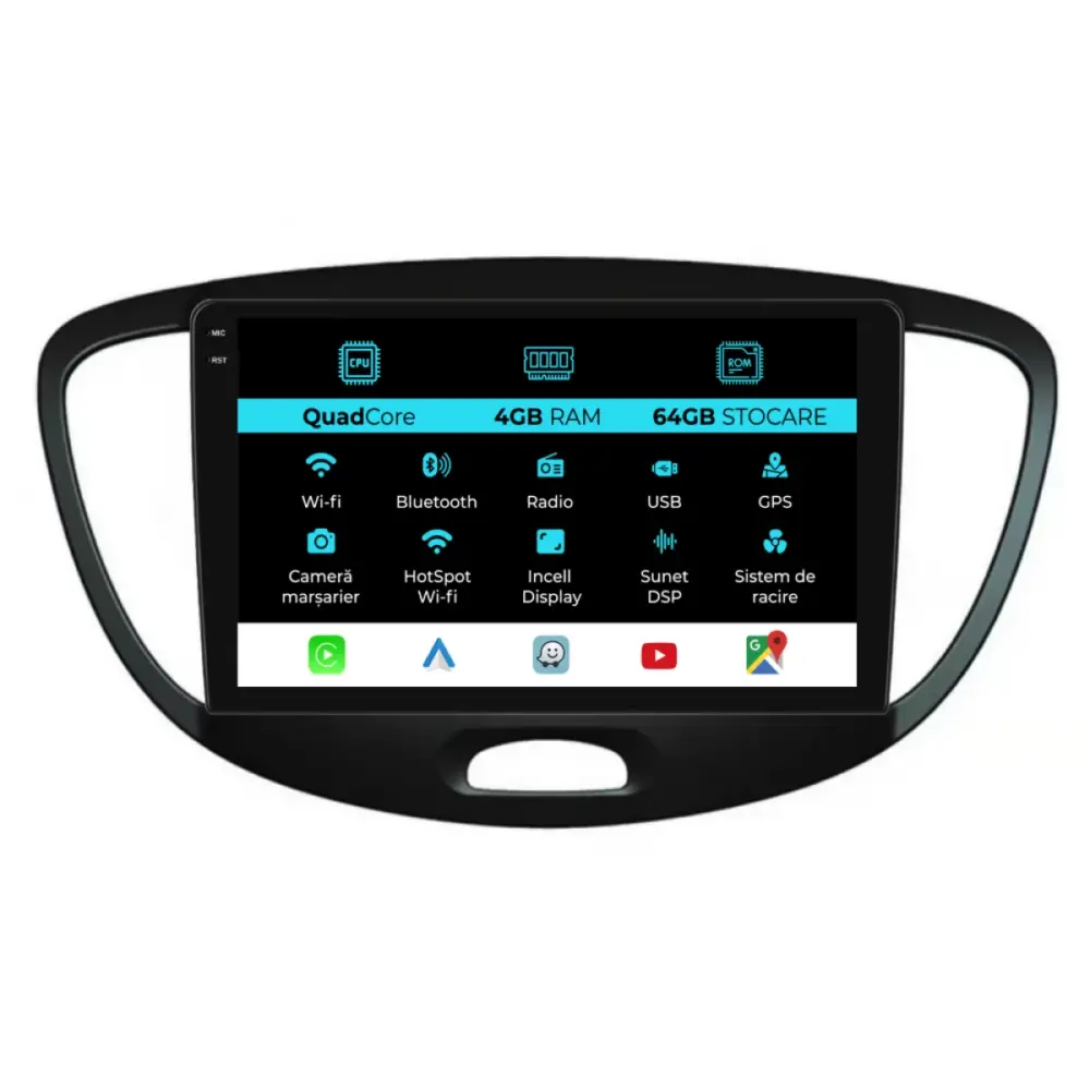 Navigazione Touch Screen 9 Pollici Quadcore per Hyundai I10 2007-2013