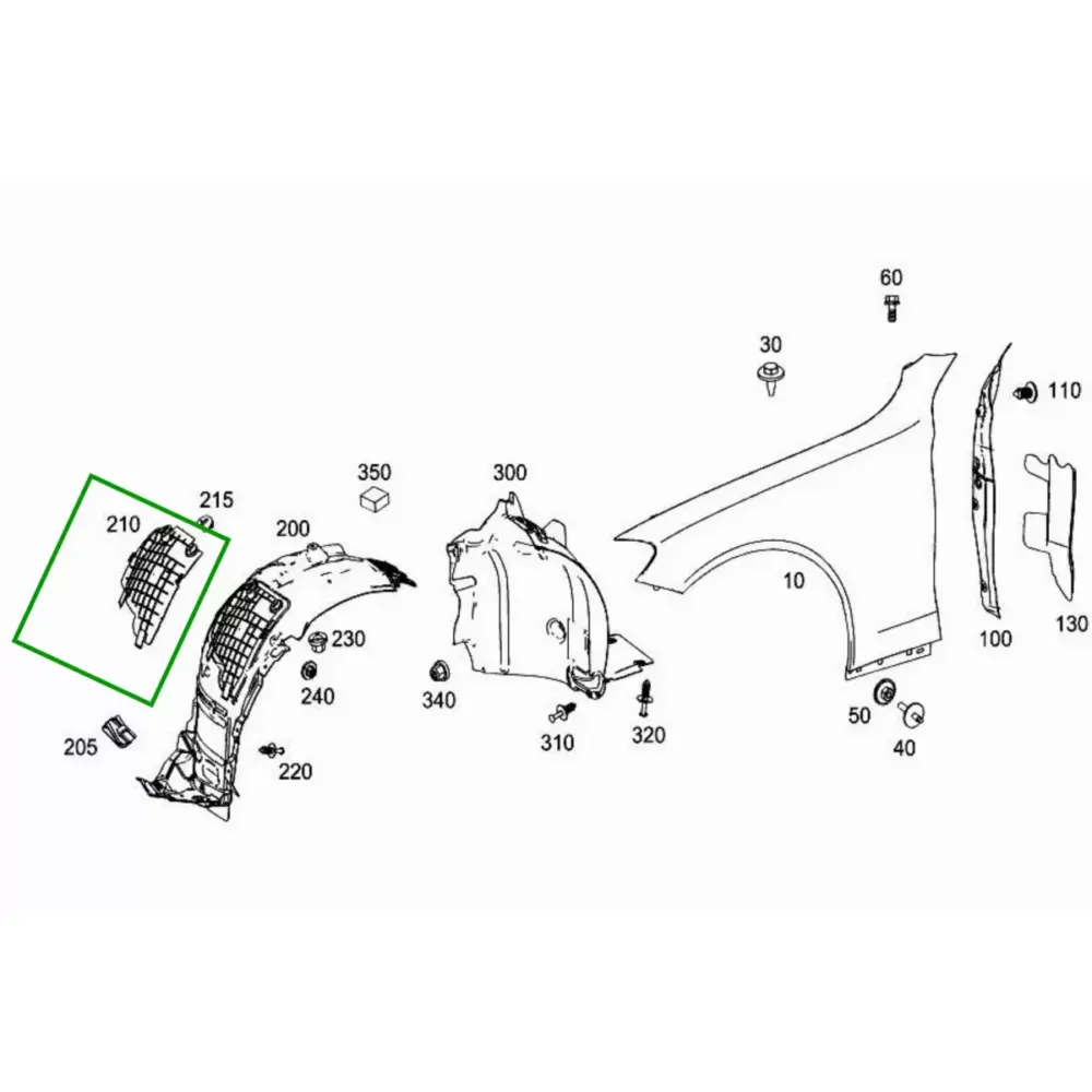 Parafango Anteriore Sinistro Copertura Ispezione Mercedes Classe C W205