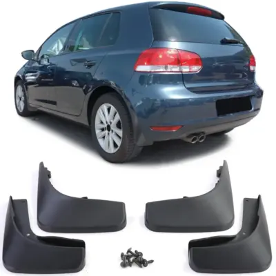 Paraspruzzi Set Anteriore e Posteriore Nero per Volkswagen Golf 6 08-12