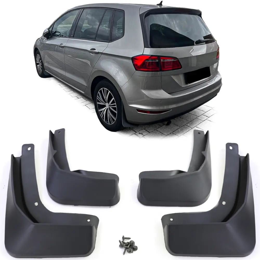 Paraspruzzi Set Anteriore e Posteriore Nero per Volkswagen Golf Sportsvan