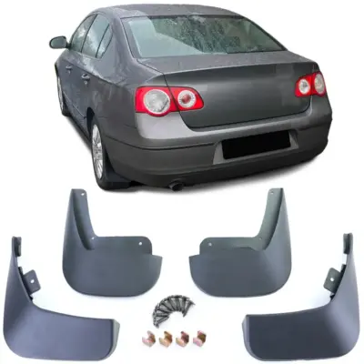 Paraspruzzi Set Anteriore e Posteriore Nero per Volkswagen Passat B6 3C 05-10