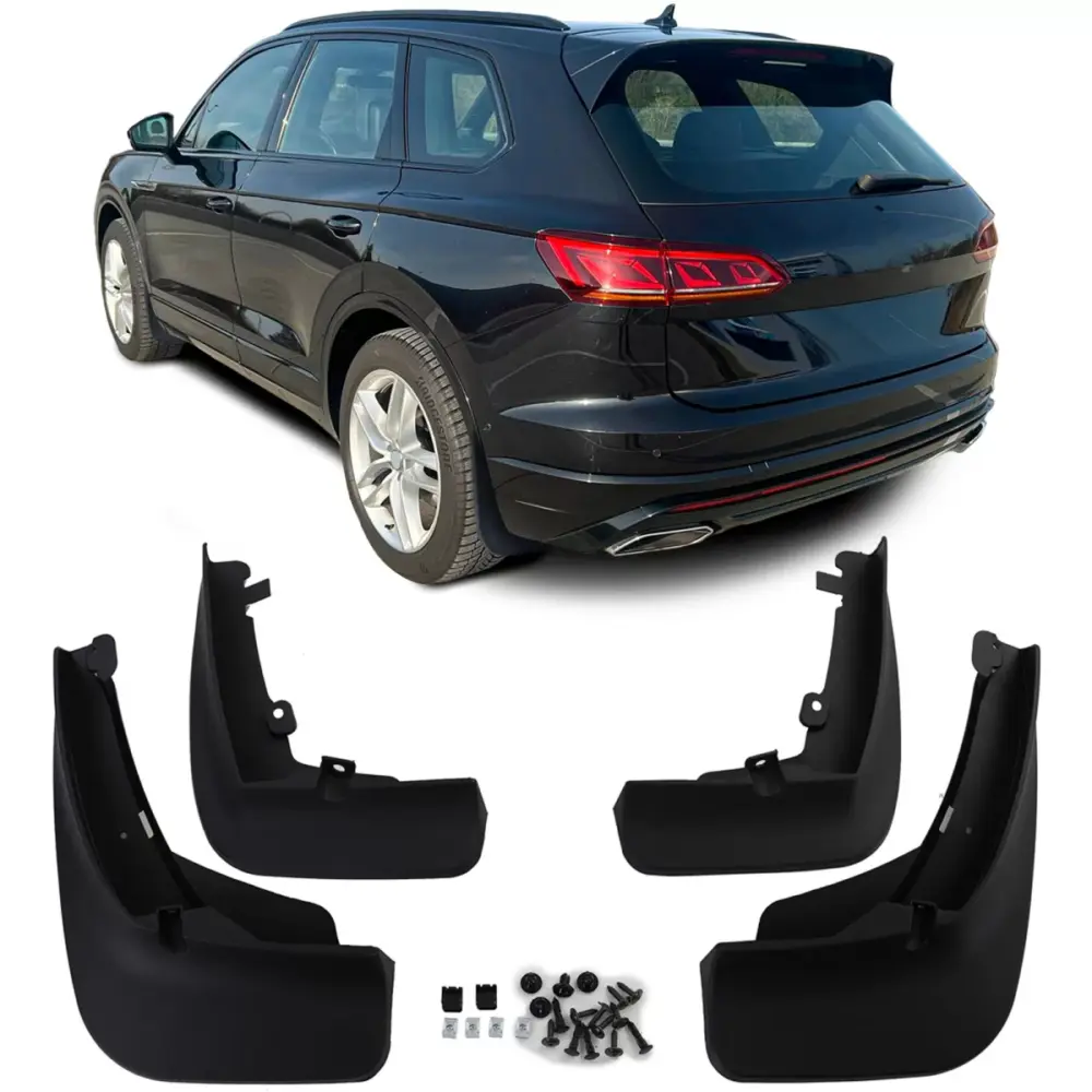 Paraspruzzi Set Anteriore e Posteriore Nero per Volkswagen Touareg CR dal 18