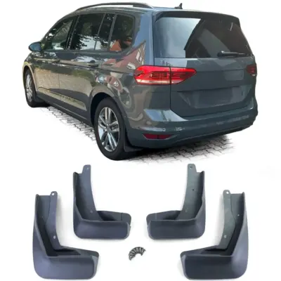 Paraspruzzi Set Anteriore e Posteriore Nero per Volkswagen Touran II 2015-2021