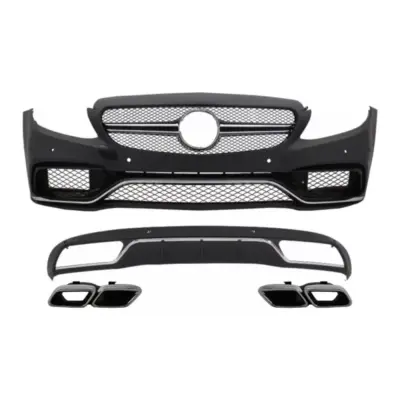 Paraurti Anteriore con Diffusore e Terminali Cromati per Mercedes Classe C W205