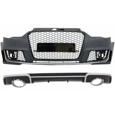 Paraurti Anteriore con Diffusore Posteriore e Terminali Scarico Audi A3 8V