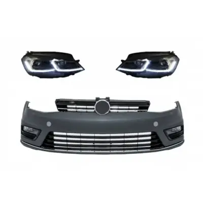 Paraurti Anteriore con Fari LED e Frecce Dinamiche per VW Golf 7 2013-2017