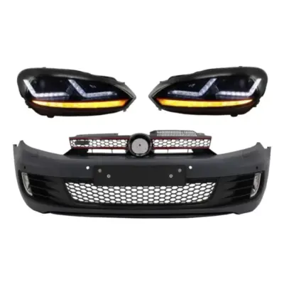 Paraurti Anteriore con Luci LED Dinamiche Rosse per Volkswagen Golf 6 2008-2013