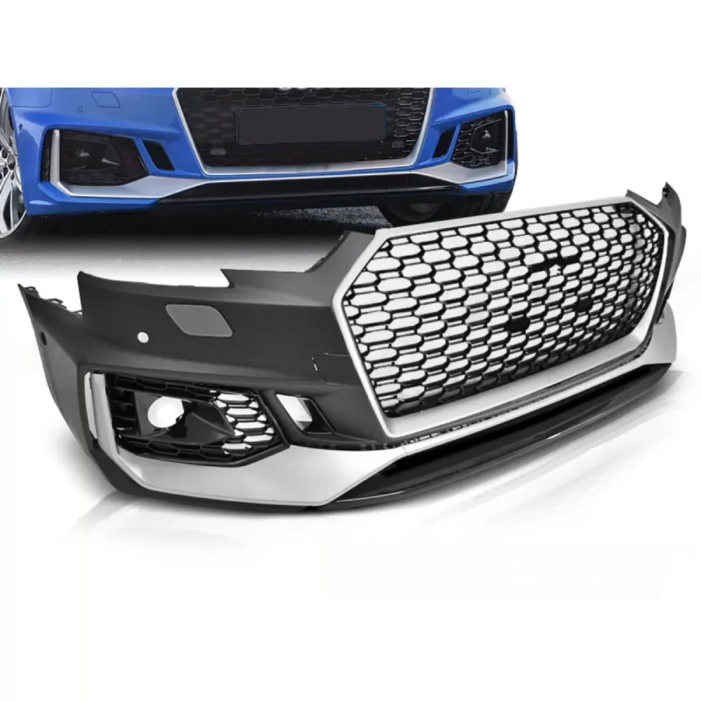 Paraurti Anteriore Sport Argento Nero PDC per Audi A4 B9 08.15-19