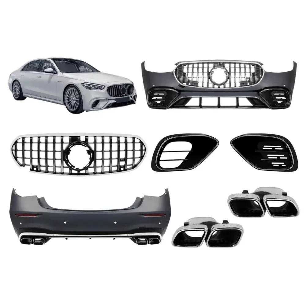 Paraurti Anteriore Sportivo Design S63 con Elementi Cromati per Mercedes Classe