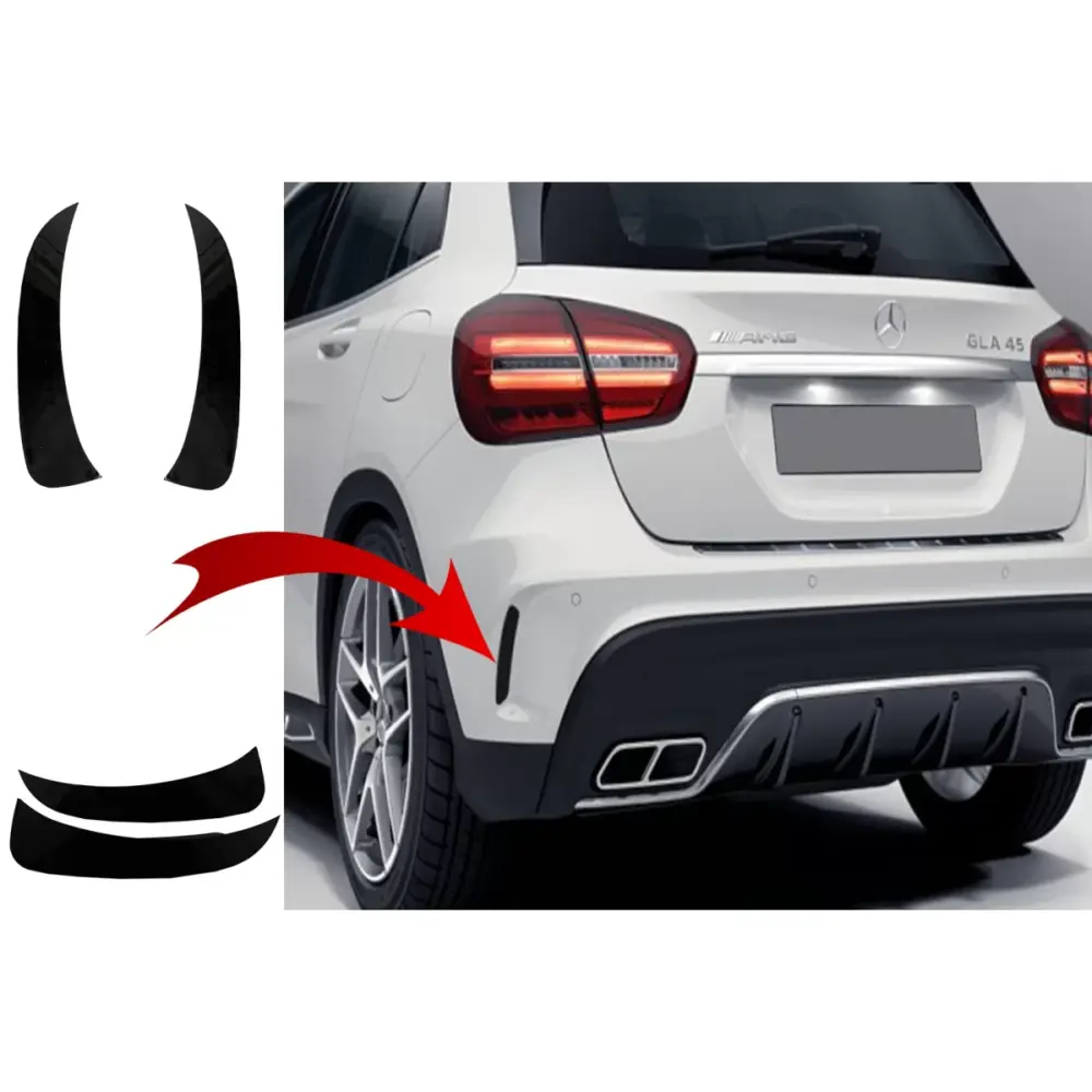 Paraurti Posteriore Alette Laterali Nero Edition per Mercedes GLA X156 2014>
