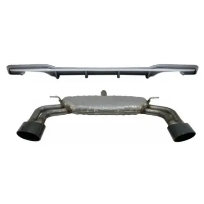 Paraurti Posteriore con Diffusore e Scarico Nero Lucido per Audi A3 8V Facelift