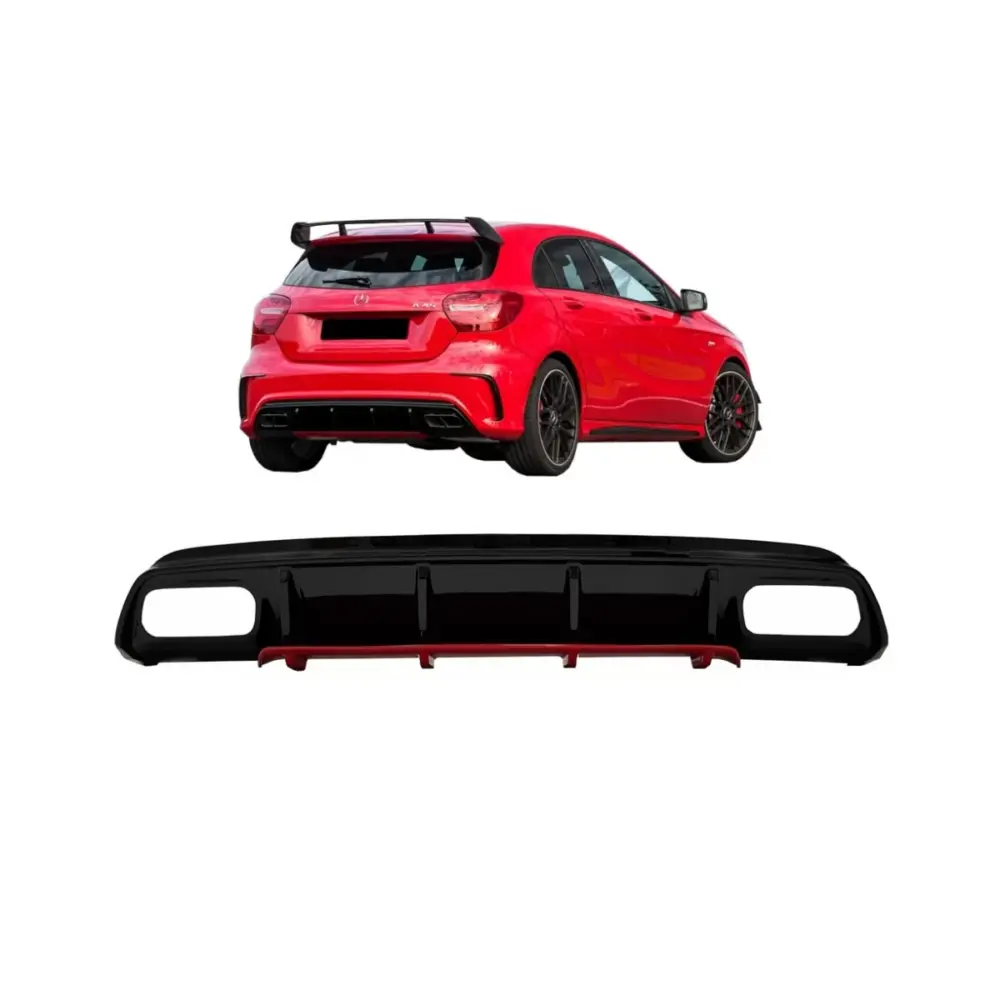 Paraurti Posteriore Diffusore Rosso A45 Design Mercedes Classe A W176 2015-2018