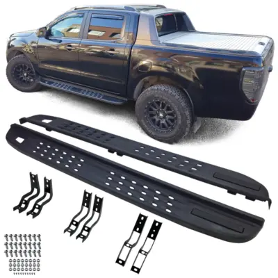 Pedane Laterali Nere Forate per Ford Ranger T6 T7 T8 Raptor (2012-2023)
