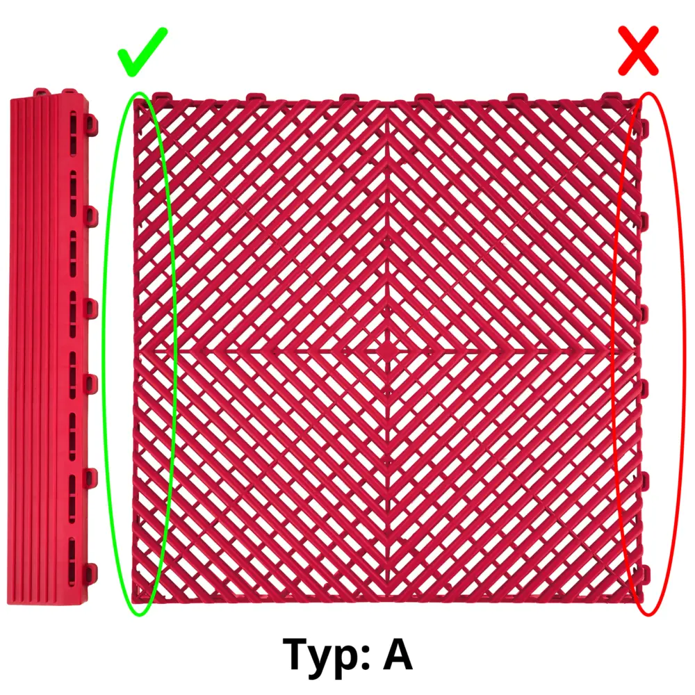 Piastrelle Pavimento Rosse 40x40 cm per Uso Universale, Montaggio Facile