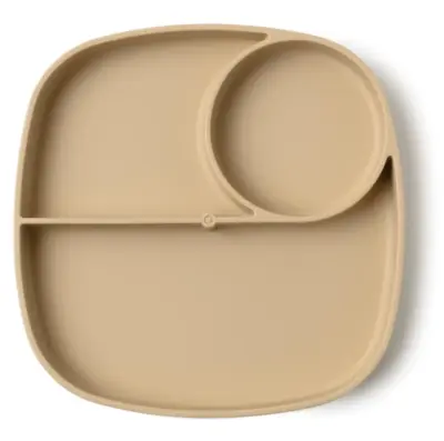Piatto in silicone con scomparti divisori antiscivolo beige