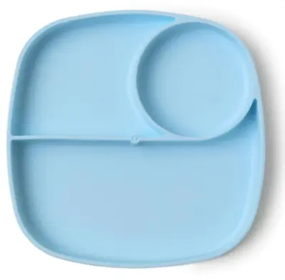 Piatto in silicone con scomparti separatori porta alimenti divisori azzurro