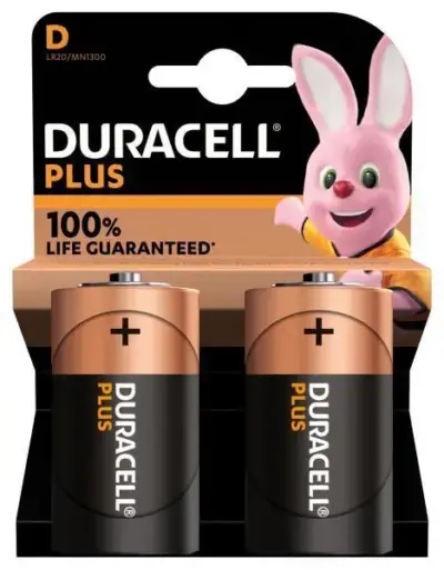 Pile torcia alcaline formato D lunga durata confezione doppia 1300mAh