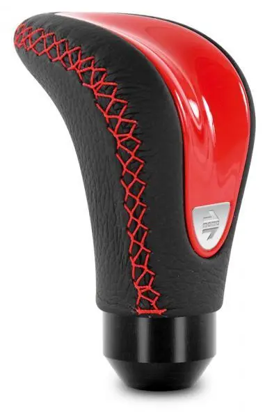 Pomello cambio auto sportivo nero e rosso in plastica resistente ergonomico