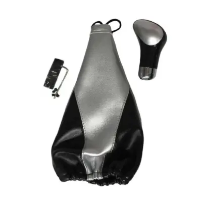 Pomello Cambio Universale con Cuffia Nero/grigio 2 Pezzi