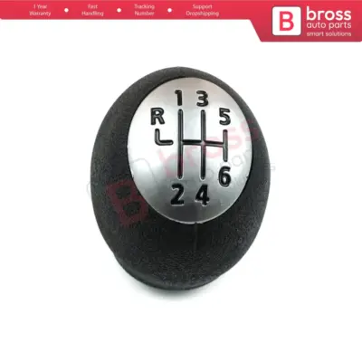Pomello Leva Cambio 6 Marce Cromato Nero per Renault Dacia Nissan Opel
