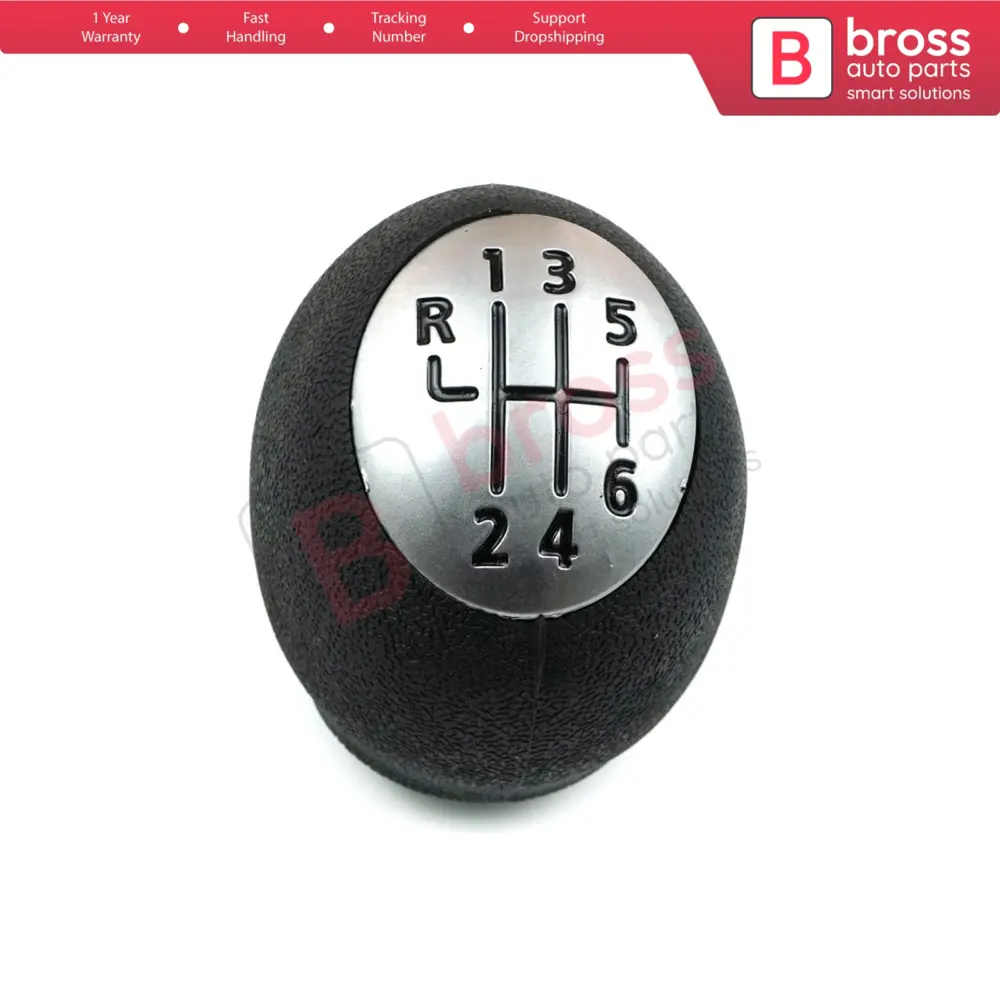 Pomello Leva Cambio 6 Marce Cromato Nero per Renault Dacia Nissan Opel