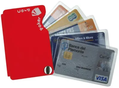 Porta carte di credito scorrevole 5 scomparti organizer tessuto resistente
