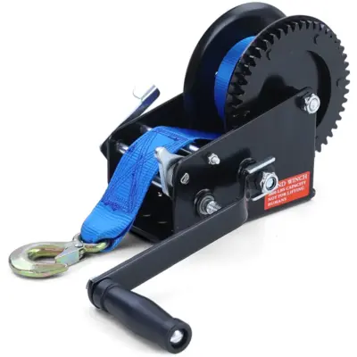 Premium 1500kg Seilwinde Handwinde con 8 Metri Cinghia Blu per Veicoli
