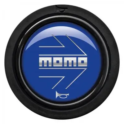 Pulsante clacson tasto suono auto moto blu lucido cromato accessorio volante