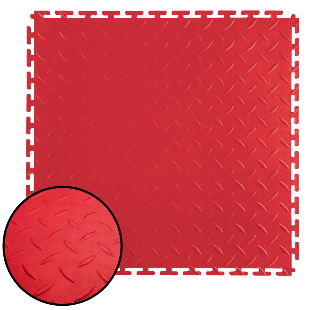 RAMROXX Performance PVC Fliese Showroom Floor Riffelboden Rosso 50x50cm