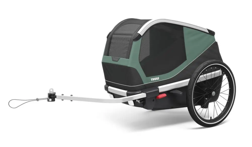 Rimorchio bici trasporto cani robusto leggero impermeabile sicurezza
