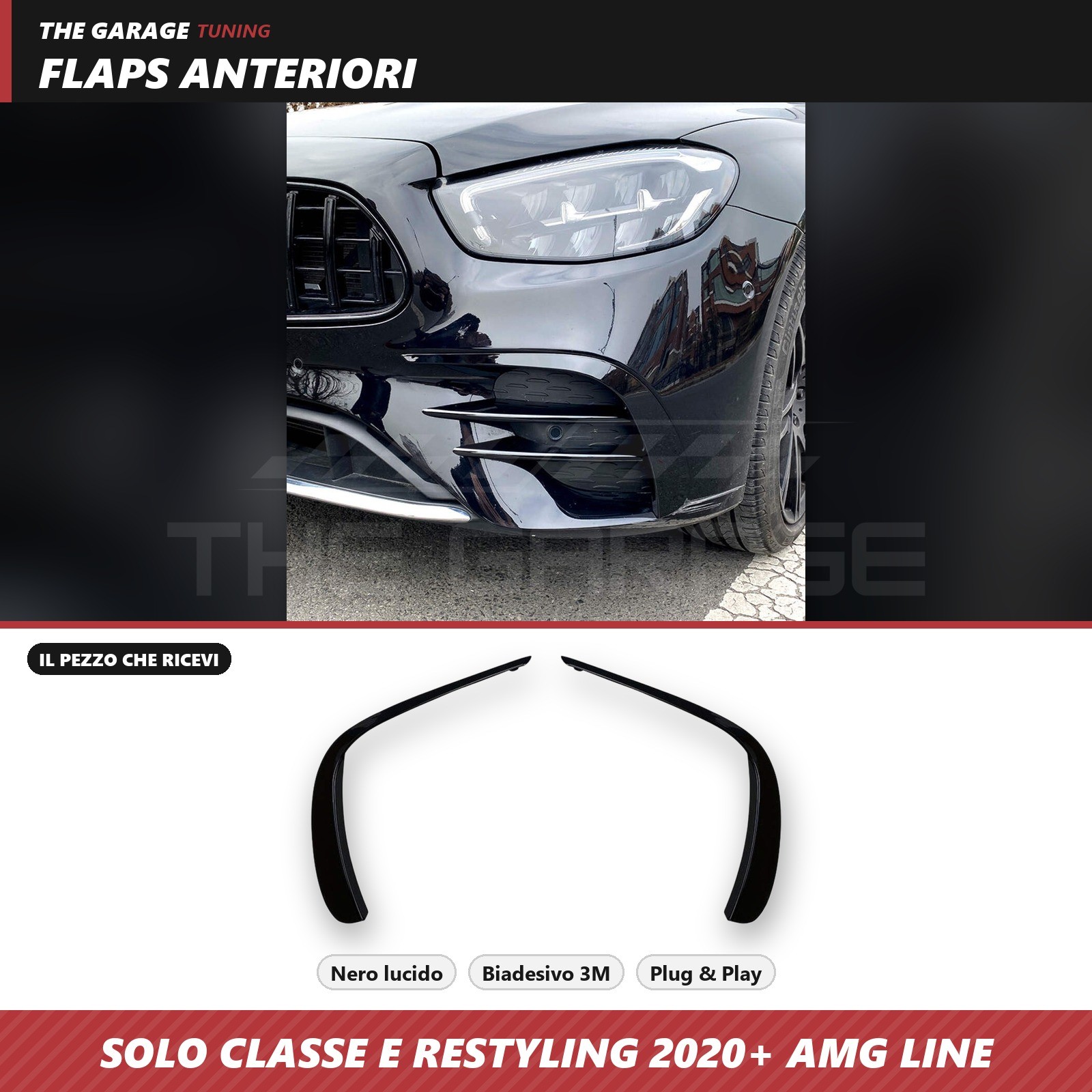 Flaps Anteriori per Mercedes Classe E W213 S213 Restyling 2020+ AMG Line Nero