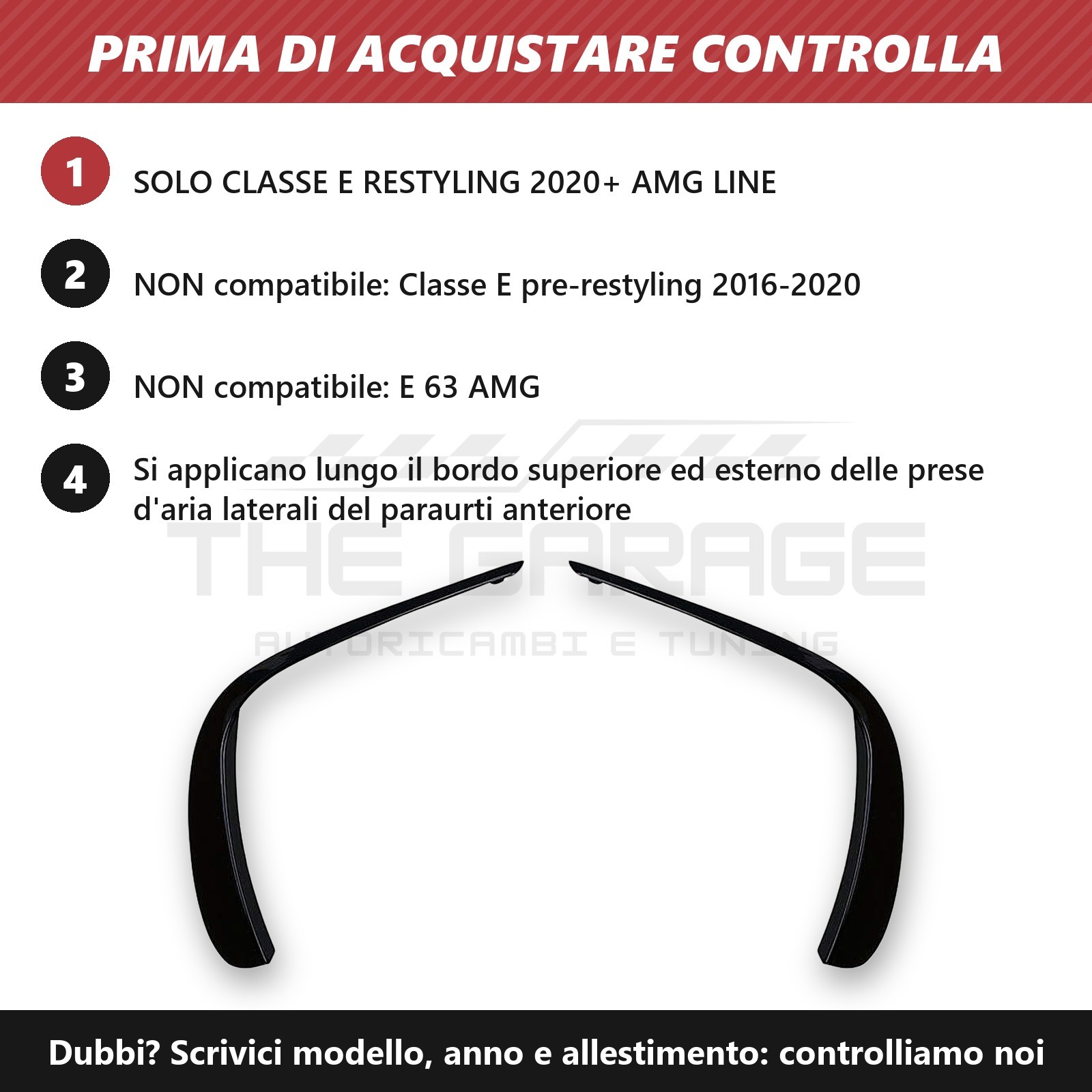 Flaps Anteriori per Mercedes Classe E W213 S213 Restyling 2020+ AMG Line Nero - immagine 5