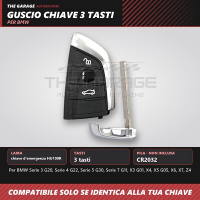 Guscio Chiave Smart 3 Tasti Nero BMW Serie 3 G20 5 G30 X3 G01 X5 G05