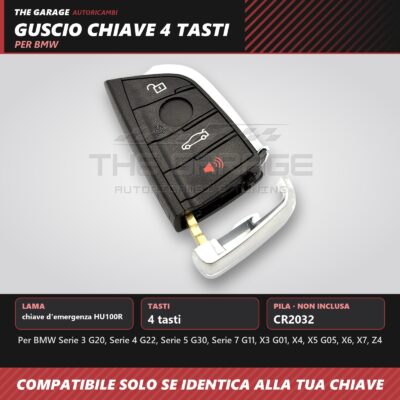 Guscio Chiave Smart 4 Tasti Nero BMW Serie G G20 G30 G01 G05 Chiavi a 4