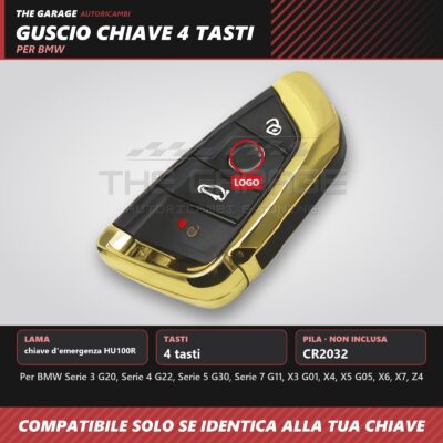 Guscio Chiave Smart 4 Tasti Oro e Nero BMW Serie G G20 G30 G01 G05 a 4