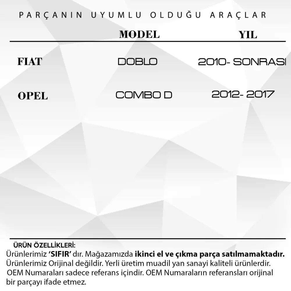 Segnale Specchio Destro Bianco per Fiat Doblo e Combo D