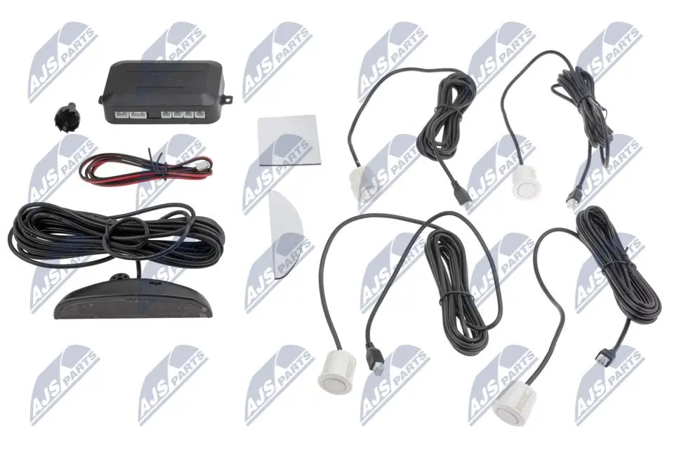 Sensori di Parcheggio Kit 4 Pezzi Bianchi con Centralina e Cablaggio Universale